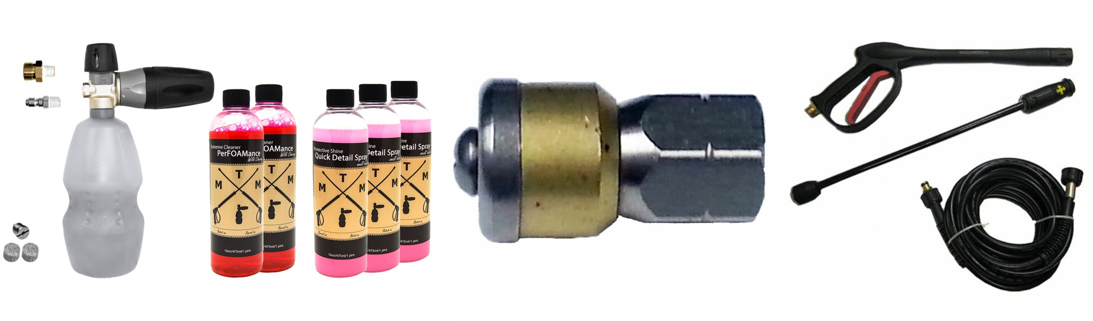 Pressure washing equipment, car care products, and sewer jetting equipment.