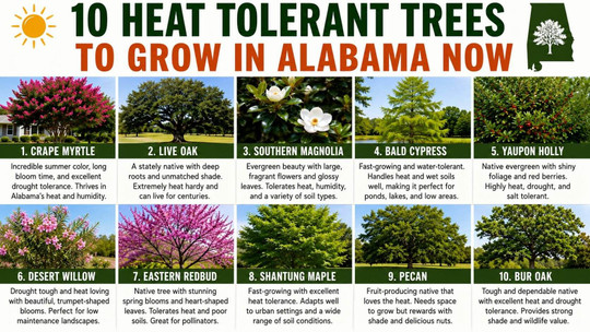 10 Heat Tolerant Trees to Grow in Alabama Now