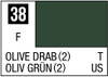 Mr Hobby Mr. Color 38 - Olive Drab 2 (Flat/Tank) - 10m C38 GNZC38