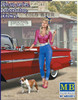 24015 Pin-Up Girl 1950-60s wearing Tight Jeans/Low Cut Blouse and Dog 1/24