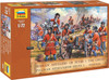 8058 Russian Artillery Peter the Great XVII-XVIII AD (33, 9 Horses, 5 Cannons) 1/72 (Re-Release)