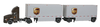 TNSSPT3138 HO Mack Pinnacle Tractor w/2 Drop-Deck Trailers - Assembled -- United Parcel Service (brown Tractor, gray Trailers, UPS Shield Logo)