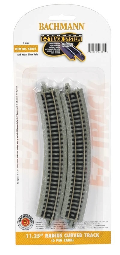 BAC44801 N scale NS EZ 11-1/4" Radius Curve Track (6)