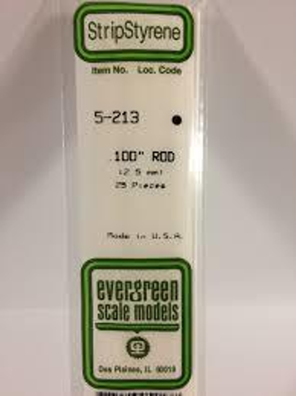 EVG213 Round Rod .100 (2.5MM) OD WHITE POLYSTYRENE