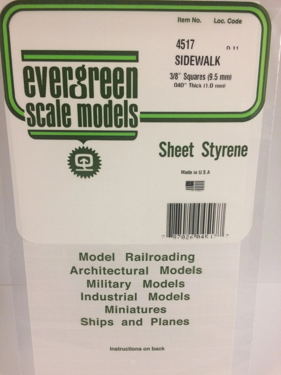 EVG4517 Sidewalk 3/8" X 3/8" Plastic Sheet EVG4517 Sidewalk 3/8" X 3/8" Plastic Sheet