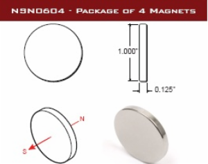 604 1"X1/8" DISC MAGNETS (4)