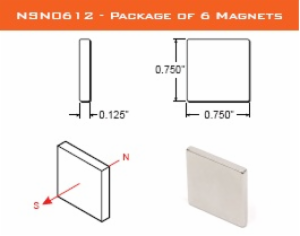 612 3/4"X3/4"X1/8"BLOCK MAGNETS (6)