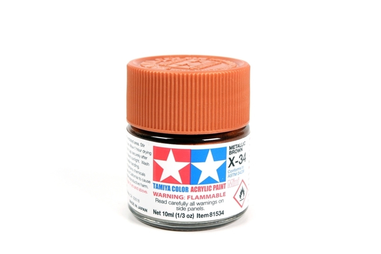 Tamiya 81534 Acrylic Mini X-34 Met Brown Paint, 10ml Bottle