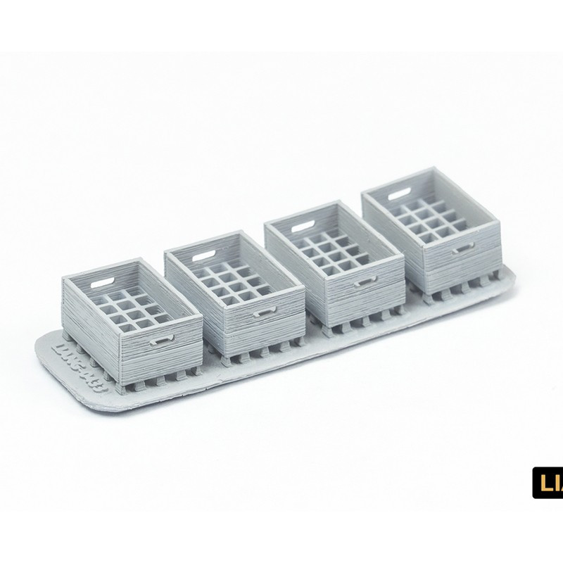 LIA0433 Beer Soda Bottle Crates WWII x 4  (1/35)