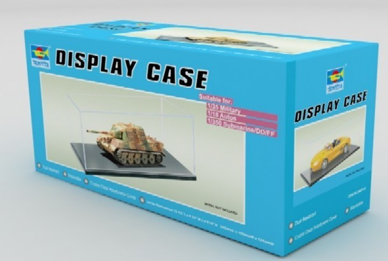 TSM9814  Display Showcase for 1/18 Autos & 1/35 Military (12.75"L x 6.5"W x 5"H) Black Base