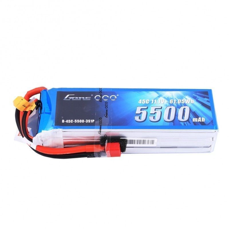 Gens ace 5500mAh 3S 11.1V 45C Lipo Battery Pack with Deans plug