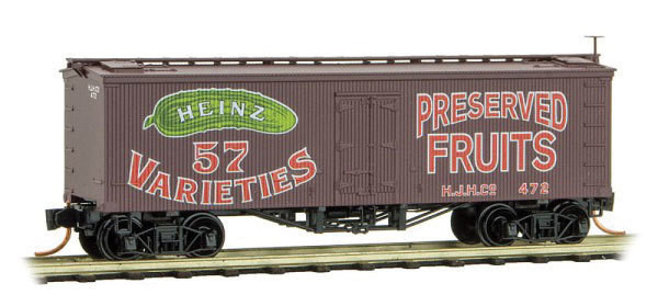 36' Wood-Sheathed Ice Reefer - Ready to Run -- Heinz 472 (Boxcar Red, red, green, Preserved Fruits, Heinz Series 2)
