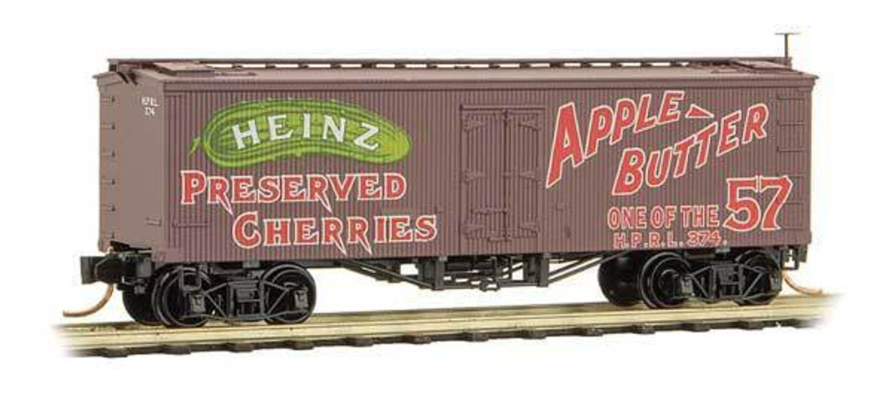 36' Wood-Sheathed Ice Reefer - Ready to Run -- Heinz 374 (Boxcar Red, red, green, Apple Butter, Heinz Series 1)