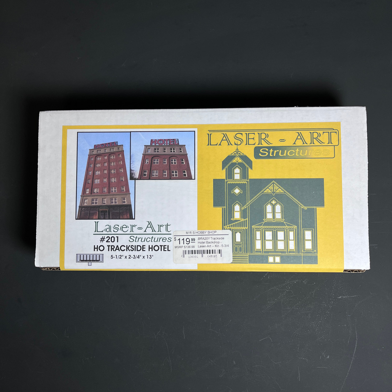 (D)  Trackside Hotel Backdrop - Laser-Art -- Kit - 5-3/4 x 2-3/4 x 13"  14.6 x 7 x 33cm