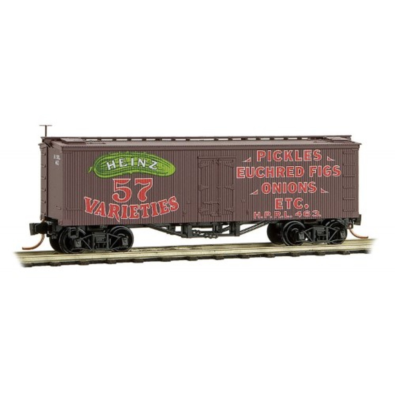 36' Wood-Sheathed Ice Reefer - Ready to Run -- Heinz HPRL 463 (Boxcar Red, red, green, Pickles, Heinz Series 3)