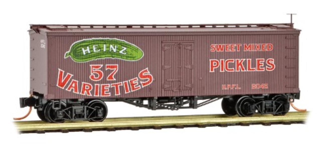 05800350  36' Wood-Sheathed Ice Reefer - Ready to Run -- Heinz 2042 (Boxcar Red, red, Billboard 57, green, Mixed Pickles, Series Car