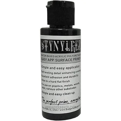 BAD403 Stynylrez Water-Based Acrylic Primer Black 4oz. Bottle