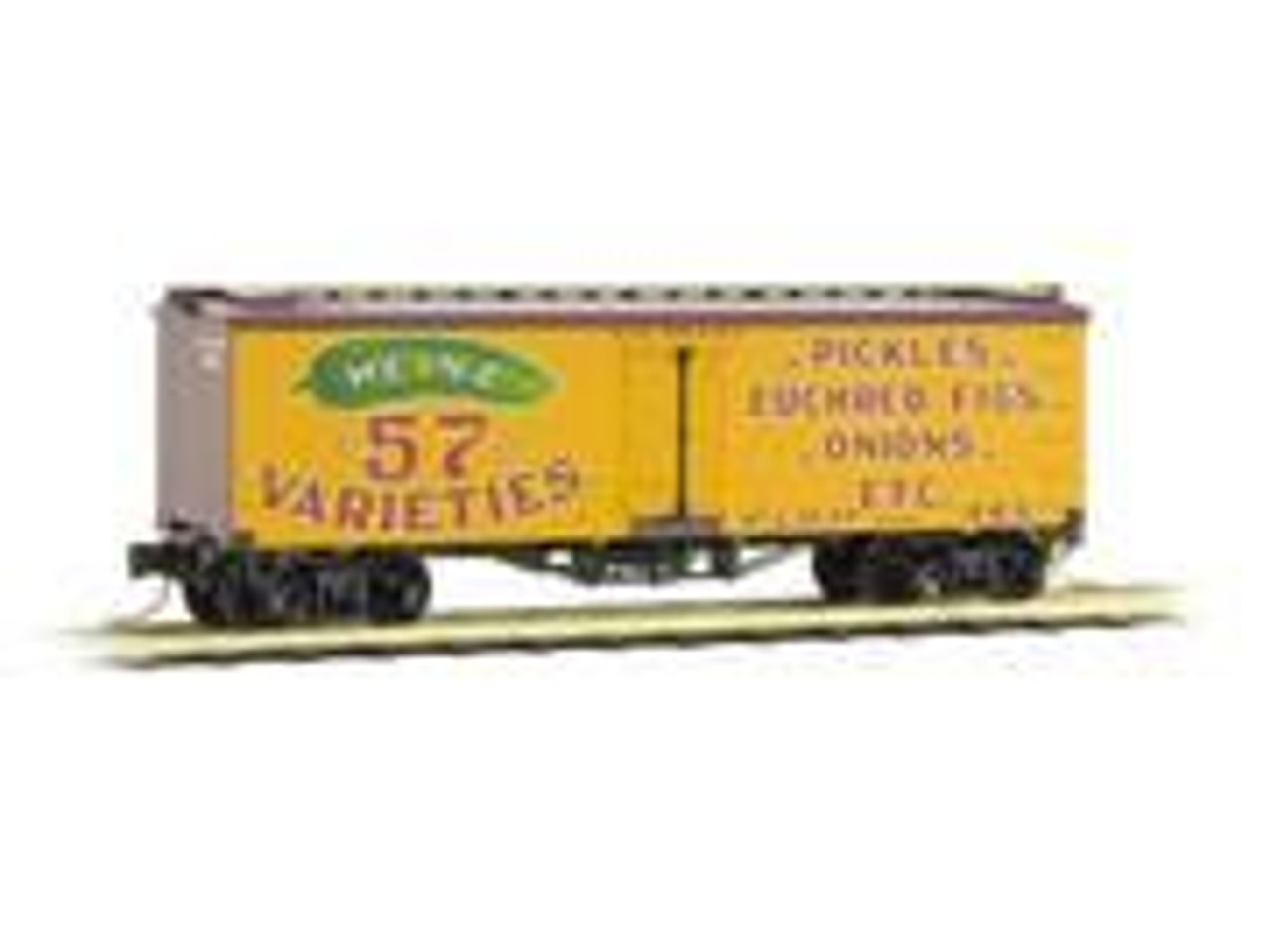 05800051 36' Wood-Sheathed Ice Reefer - Ready to Run -- Heinz 485 (57 Varieties, yellow, Boxcar Red, Pickles, Yellow Series Car 5)