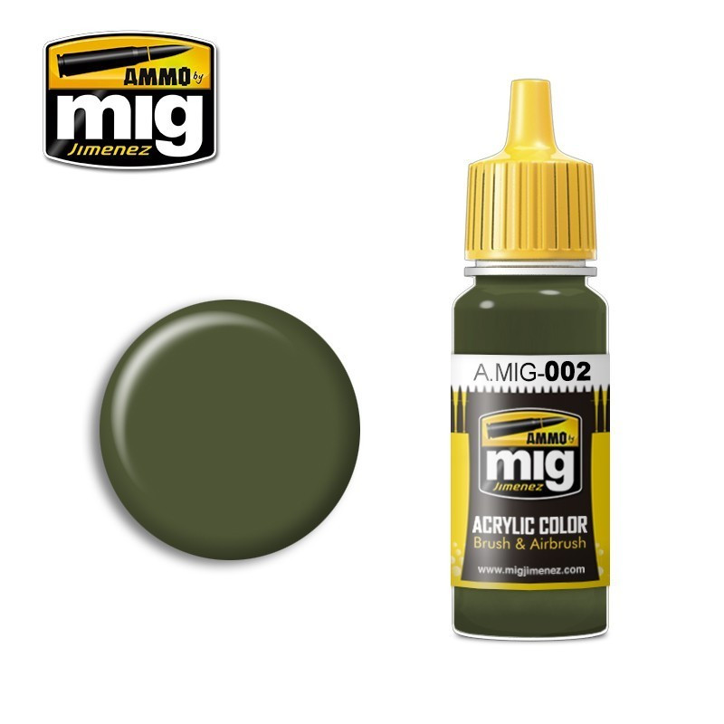 AMM0002 AMMO by Mig Acrylic Color - RAL6003 Olivgrun Opt 2 (17ml bottle)