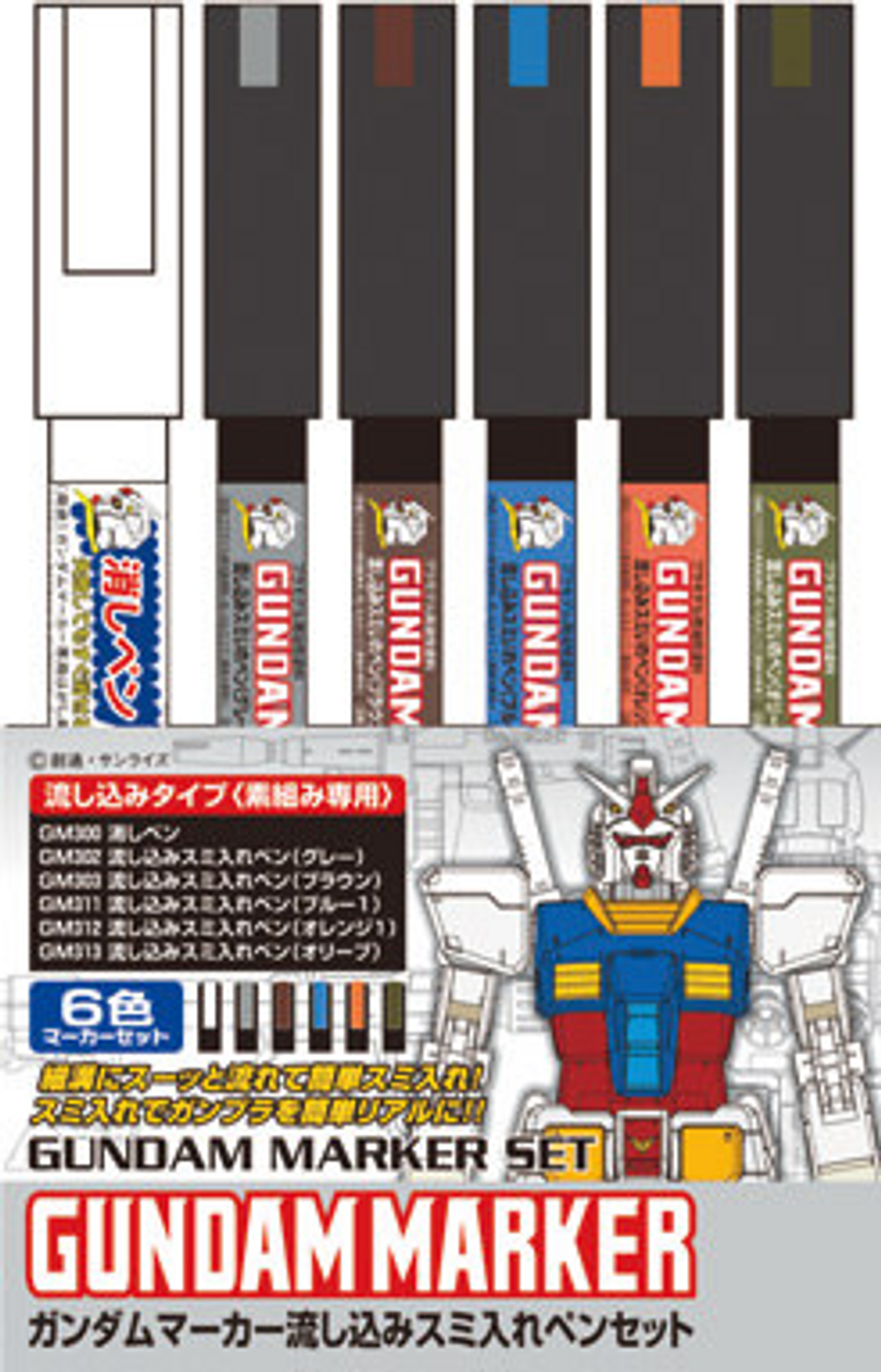 GMS122 Gundam Marker Extra Thin Type for Panel Lines Set (Renewal) GSI Creos