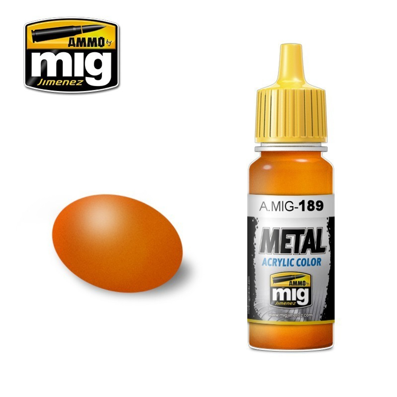 AMM0189 AMMO by Mig Metal Acrylic Color - Metallic Orange (17ml bottle)