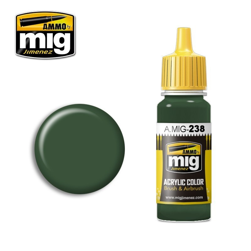 (D) AMM0238 AMMO by Mig Acrylic Color - FS34092 Medium Green (17ml bottle)