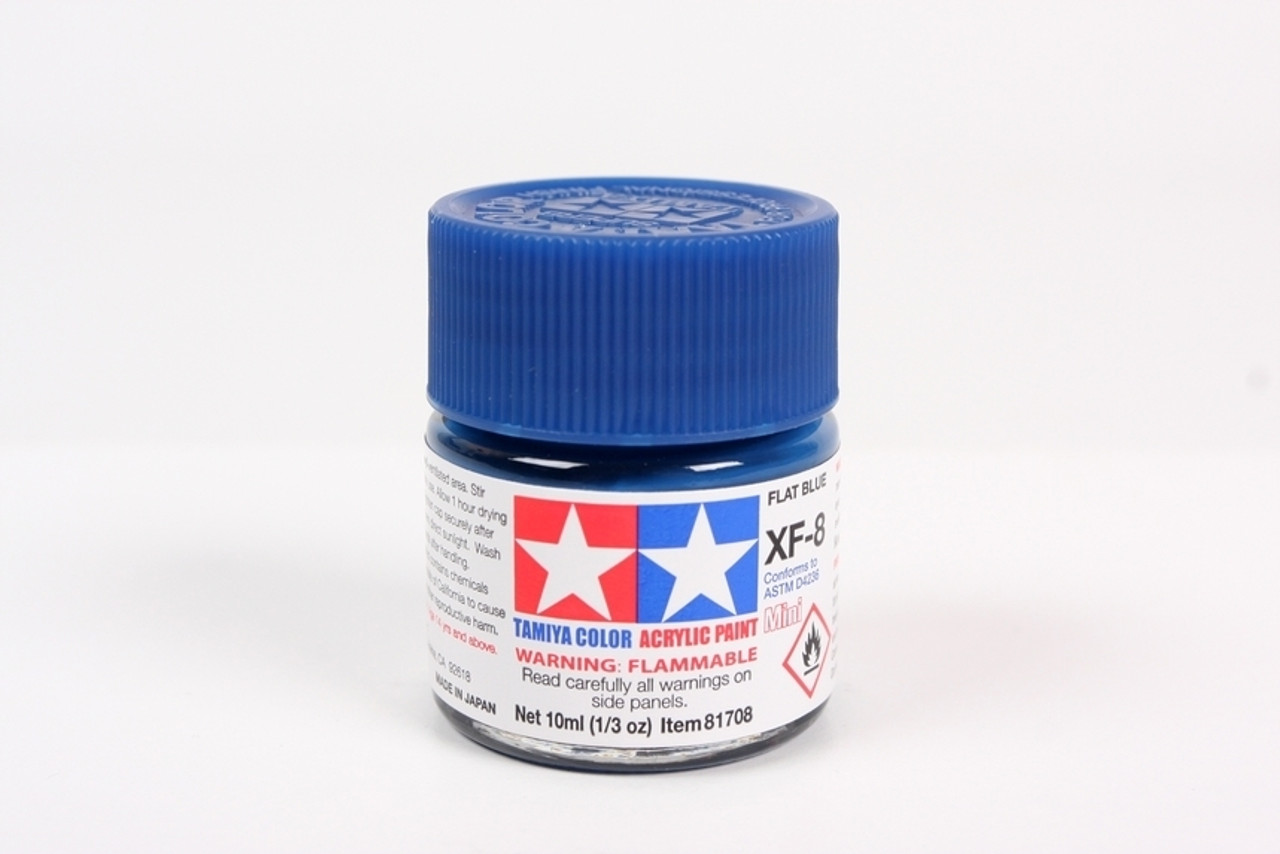 Tamiya 81708  Acrylic Mini XF8 Flat Blue model paint 10 ml bottle