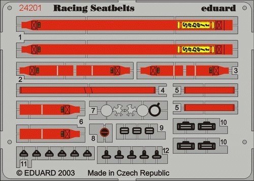 24201 Racing Car Seatbelts- Sabelt 6-Points Red (Painted) 1/24