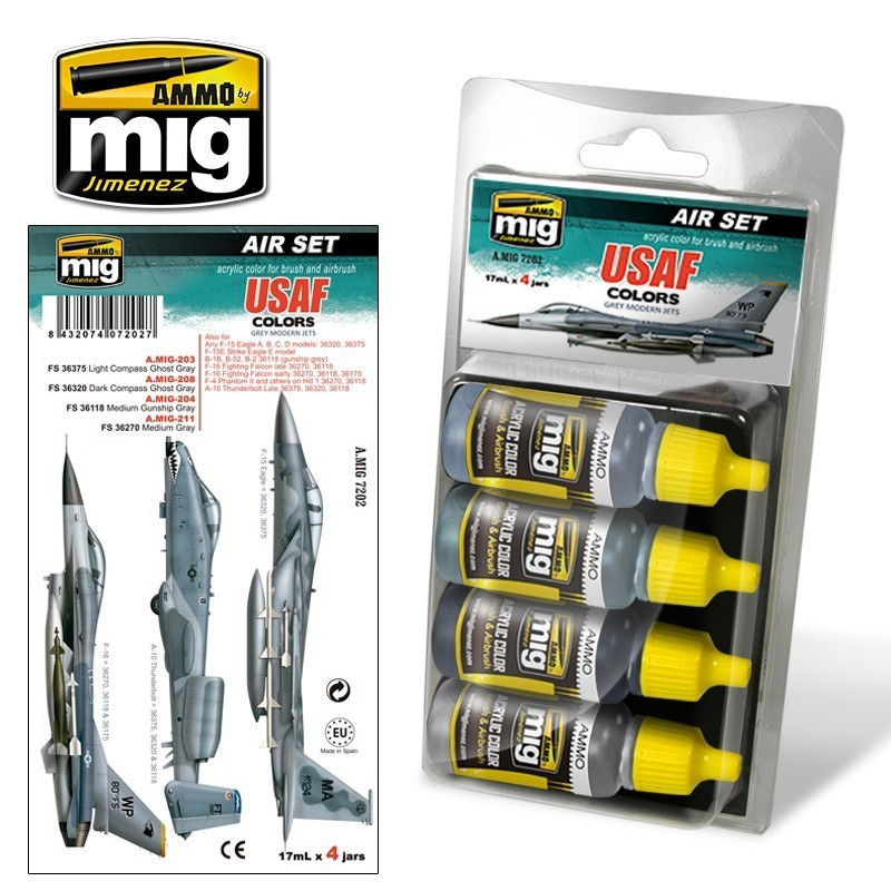 AMM7202 AMMO by Mig Air Paint Set - USAF Colors Grey Modern Jets