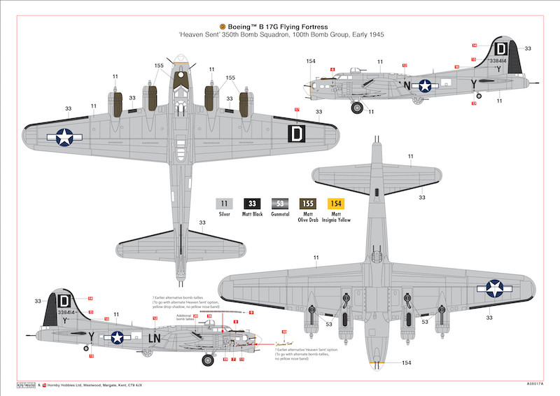 (D) 08017A Boeing B-17G Flying Fortress 1/72