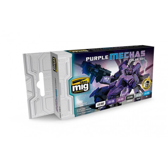 AMM7157 Ammo By Mig Purple Mechas Color Airbrush Acrylic Paint Set
