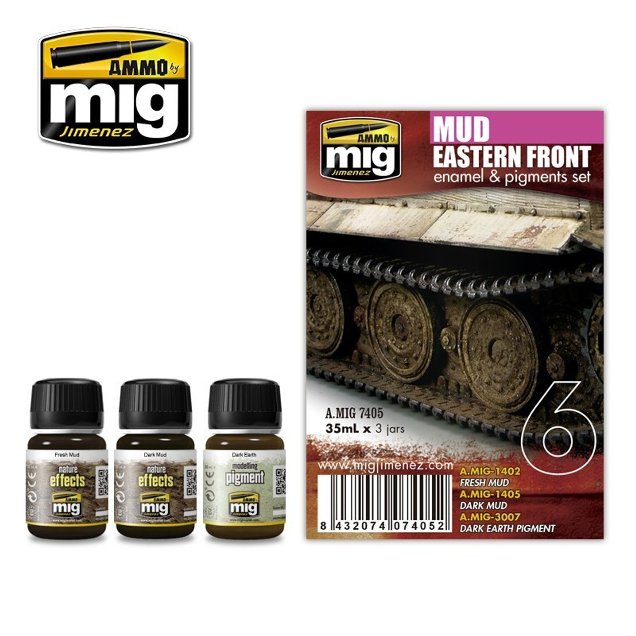 AMM7405 AMMO by Mig - Mud Eastern Front Enamels & Pigment Set