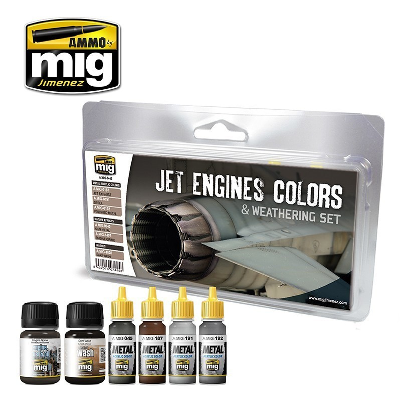 AMM7445 AMMO by Mig Jet Engines Colors & Weathering Set