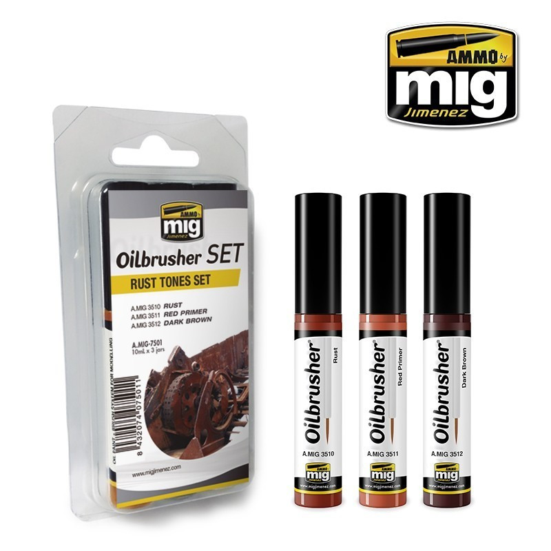 AMM7501 AMMO by Mig Oilbrusher Set - Rust Tones