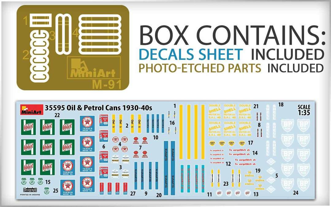 35595 Oil and petrol cans from the 1930-40s. 1/35