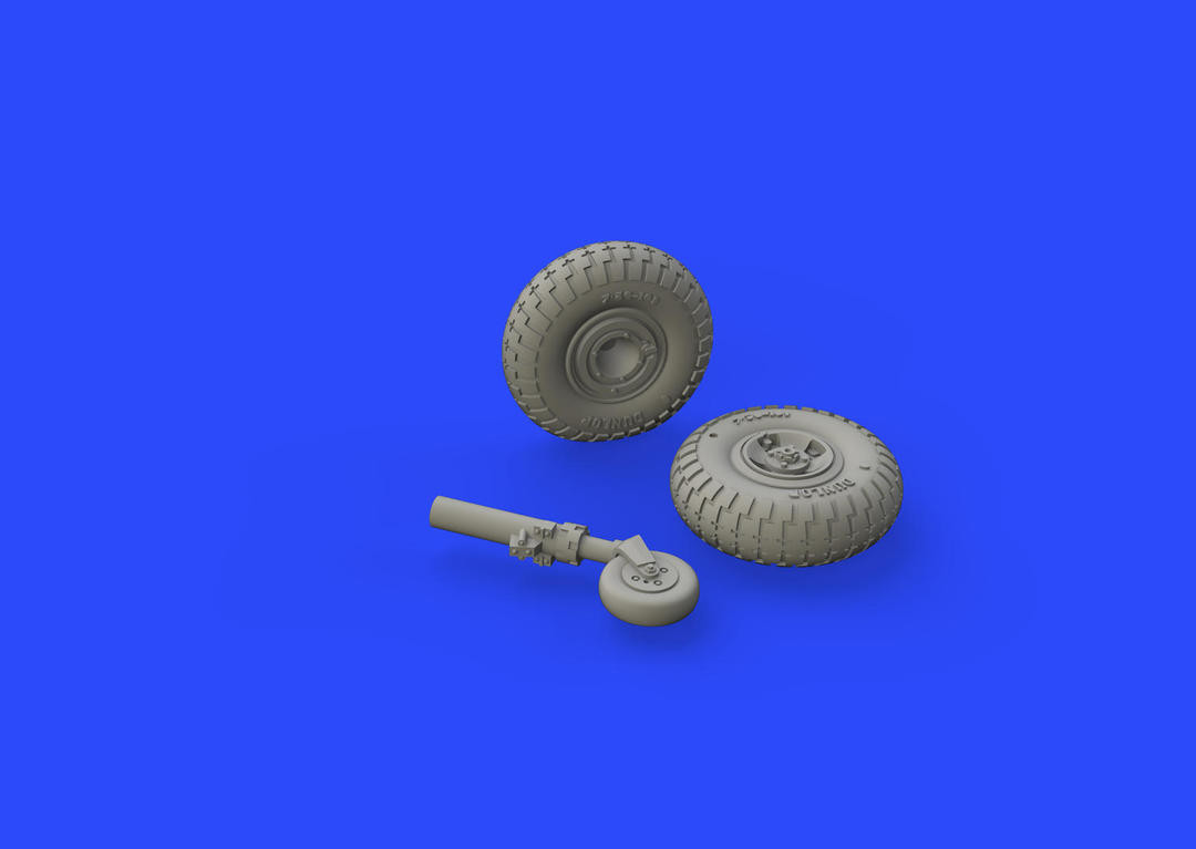 EDU-672147 Aircraft- Spitfire Mk VIII Wheels 4-Spoke w/Pattern Tire for EDU (Resin) 1/72