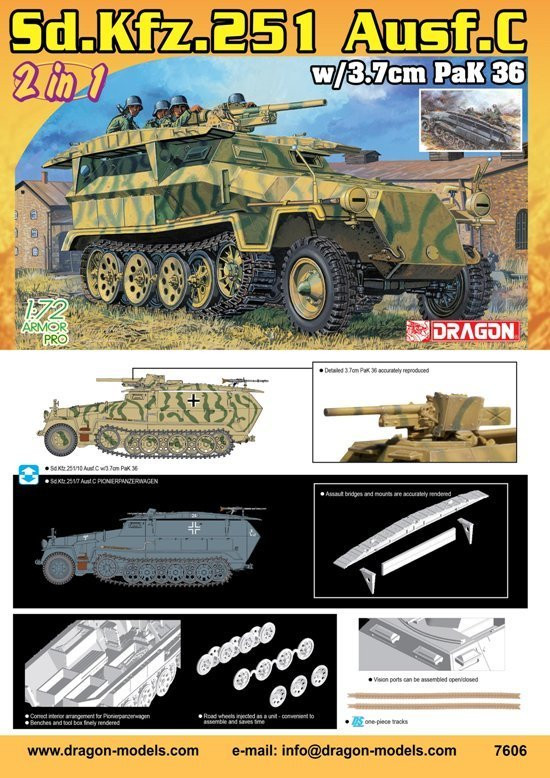 DML7606 Sd.Kfz.251 Ausf.C with 3.7cm PaK 36 (2in1) 1/72