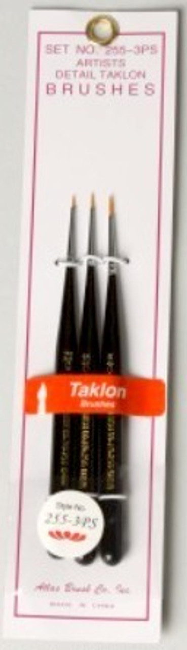 ABS255-3PS: 5/0,10/0,20/0 Taklon Detailing Brushes (3)