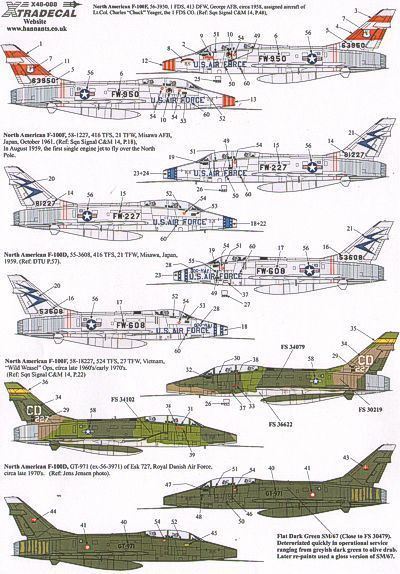 X48088 Decal North-American F-100D Super Sabre/F Super Sabre Two Seaters Part 4  1/48