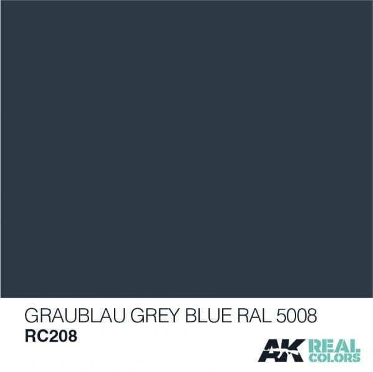 AKIRC208 Real Colors GRAUBLAU-GREY BLUE RAL 5008 Acrylic Lacquer Paint 10ml Bottle 8436564925091
