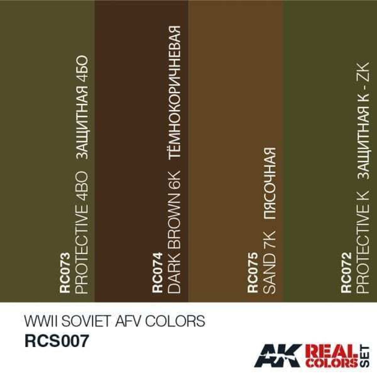 RCS7 Real Colors  WWII Soviet AFV Acrylic Lacquer Paint Set (4) 10ml Bottles RCS7 Real Colors  WWII Soviet AFV Acrylic Lacquer Paint Set (4) 10ml Bottles