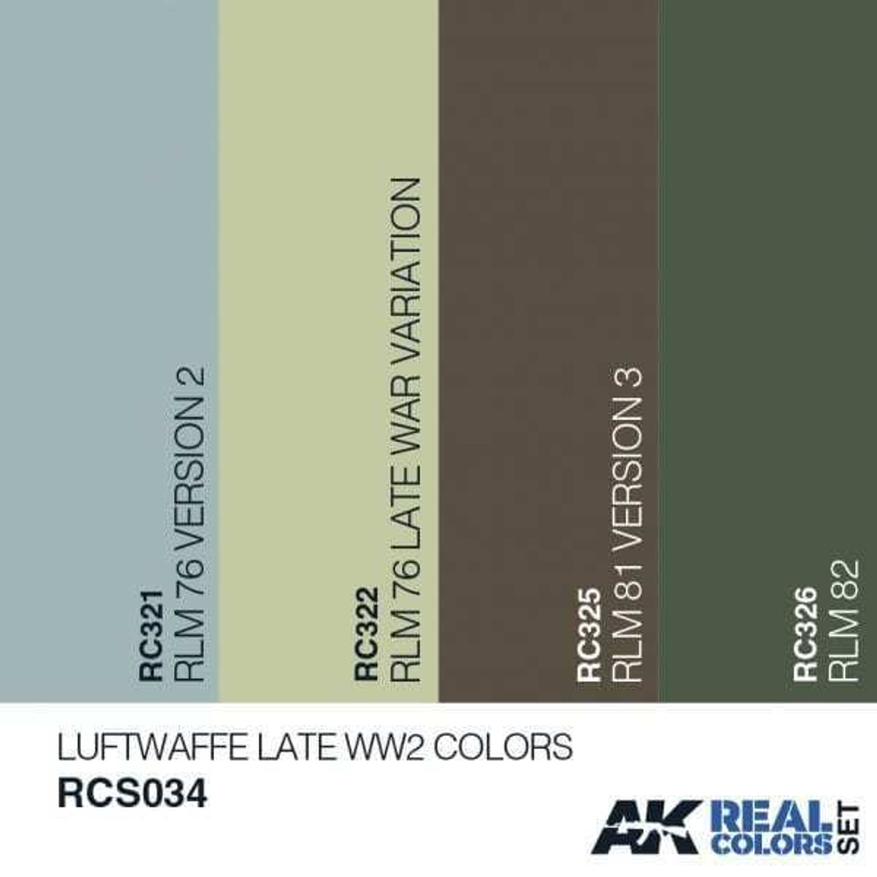 RCS34 Real Colors  Luftwaffe Late WWII Acrylic Lacquer Paint Set (4) 10ml Bottles RCS34 Real Colors  Luftwaffe Late WWII Acrylic Lacquer Paint Set (4) 10ml Bottles