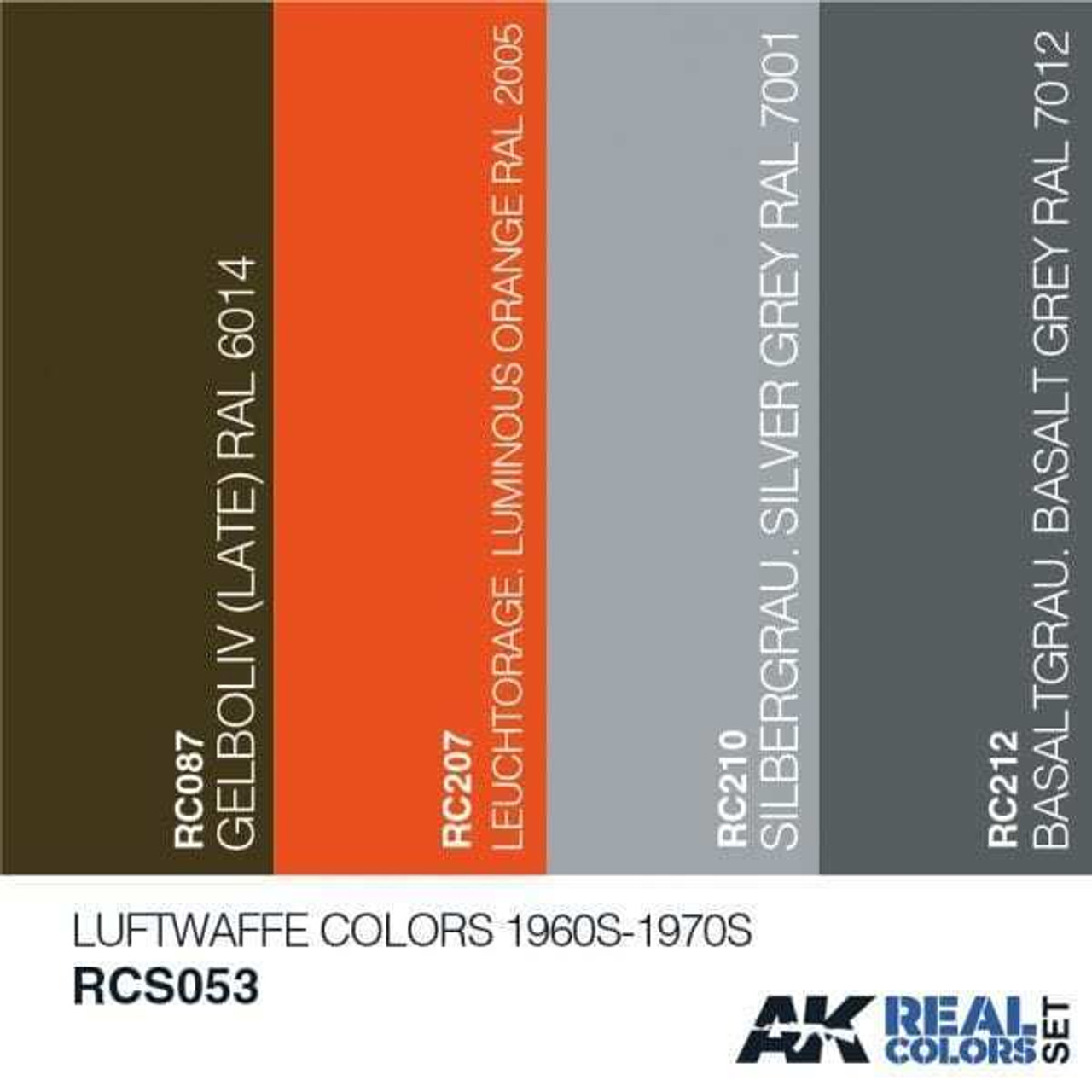 RCS53 Real Colors  Luftwaffe 1960s-1970s Acrylic Lacquer Paint Set (4) 10ml Bottles RCS53 Real Colors  Luftwaffe 1960s-1970s Acrylic Lacquer Paint Set (4) 10ml Bottles