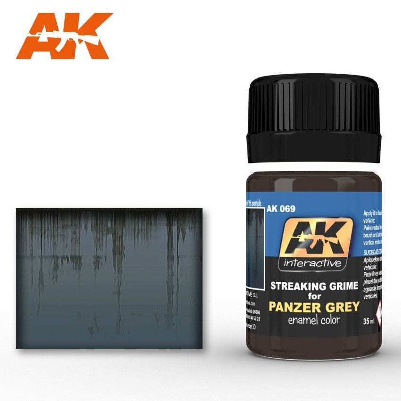 AKI069 AK Interactive Streaking Grime For Panzer Grey Vehicles at MRS Hobby Shop, Sandy Utah, 84070