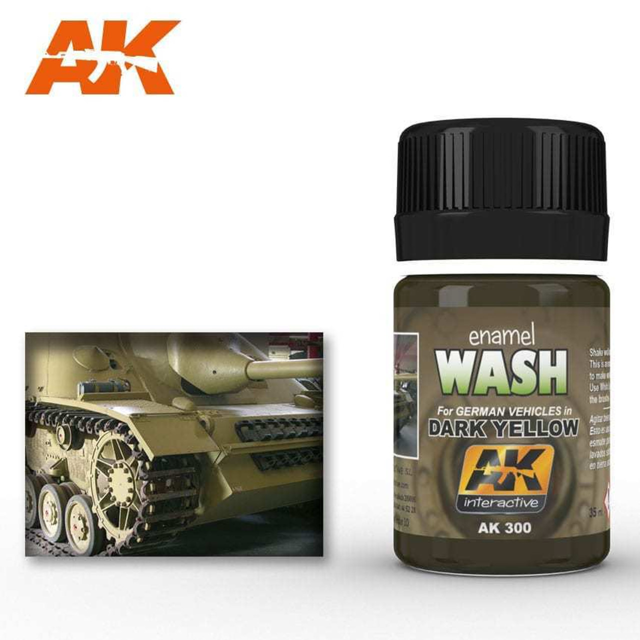 AKI300 AK Interactive Wash For Dark Yellow Vehicles at MRS Hobby Shop, Sandy Utah, 84070