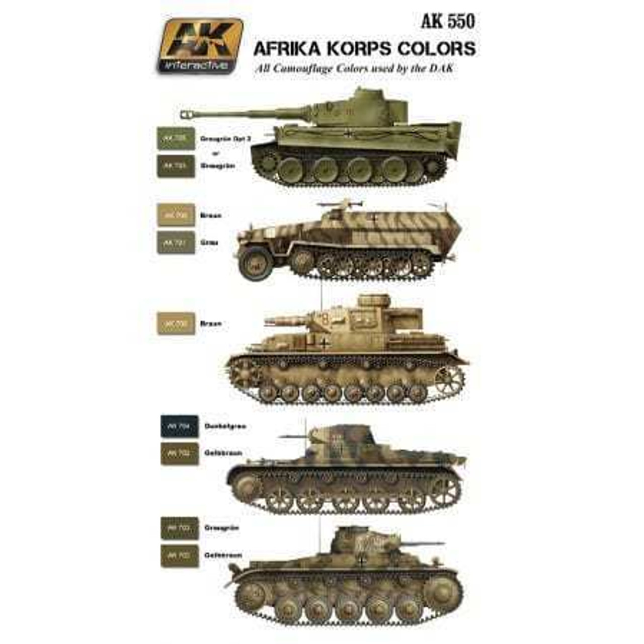 550 Afrika Korps Camouflage Acrylic Paint Set (6 Colors) 17ml Bottles 550 Afrika Korps Camouflage Acrylic Paint Set (6 Colors) 17ml Bottles