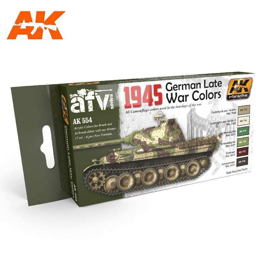 554 1945 German Late War Acrylic Paint Set (6 Colors) 17ml Bottles