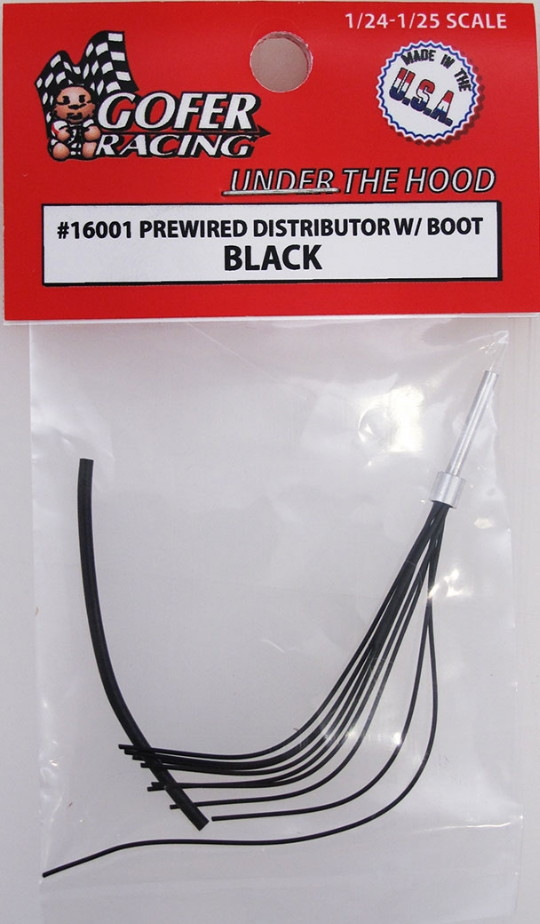 GOF16001 Black 1/24-1/25 Prewired Distributor w/Aluminum  Plug Boot Material