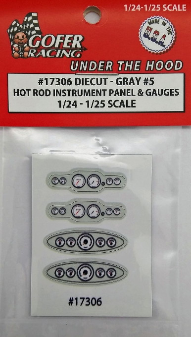 17306 Hot Rod Instrument Panel & Gauges Gray #5 (Diecut Plastic)  1/24-1/25