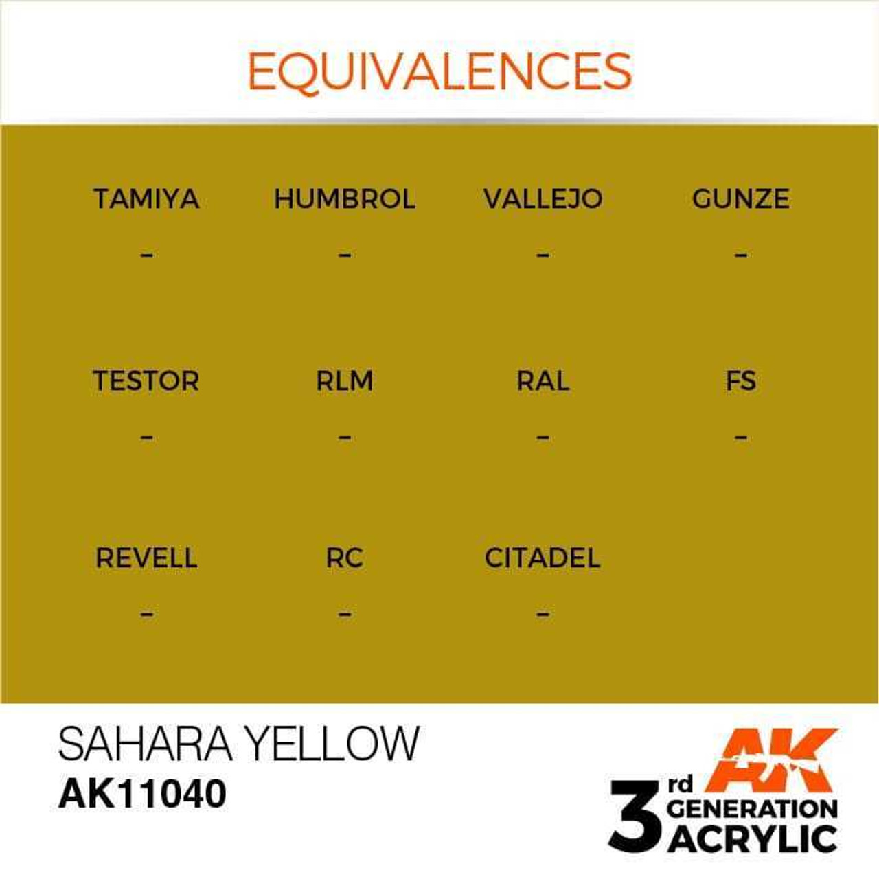 AKI11040 AK Interactive 3rd Gen Acrylic Sahara Yellow 17ml AKI11040 AK Interactive 3rd Gen Acrylic Sahara Yellow 17ml